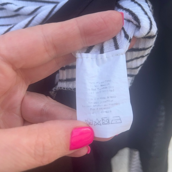 Lush black and white striped top with black flowy bottom sz S - Picture 3 of 5